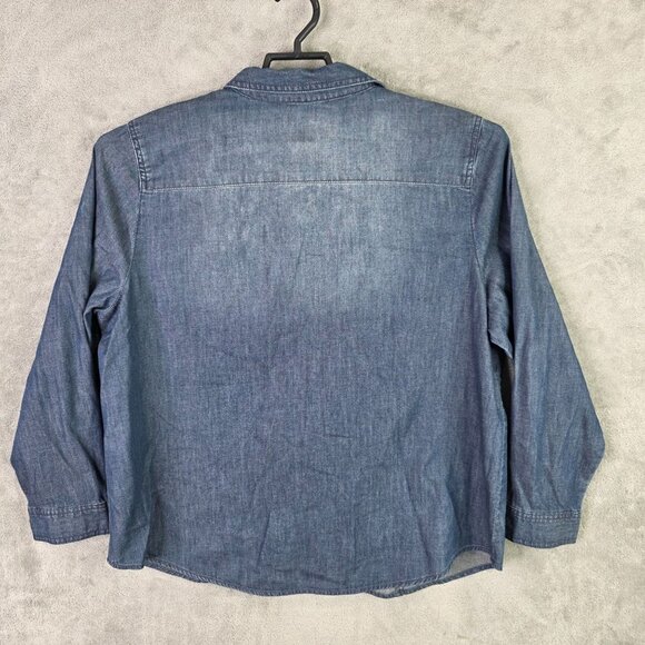 Womens Chico's Blue Denim Shirt Button Down Front Pockets 100% Cotton Size 4.5 - Picture 5 of 8